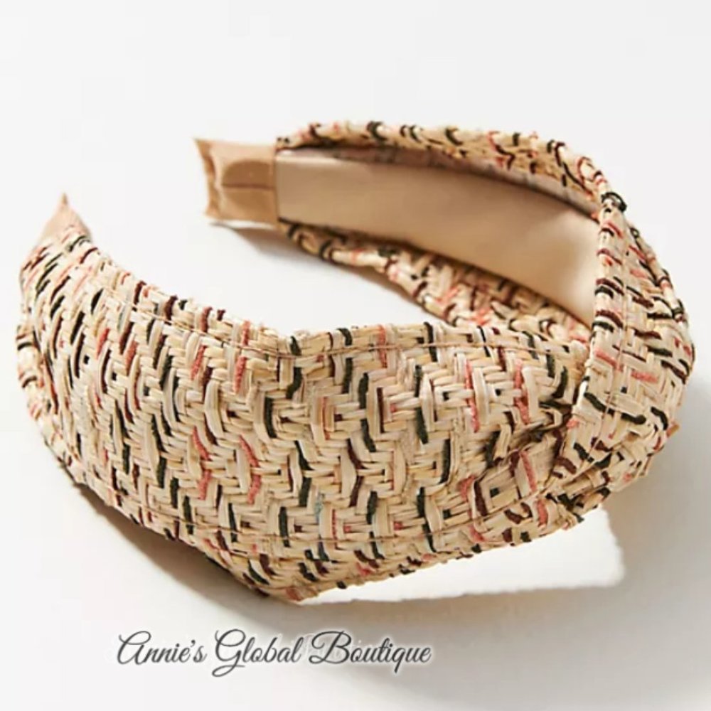 RARE NWT ANTHROPOLOGIE Zig-Zag Textured Woven Knotted Headband - Picture 3 of 16